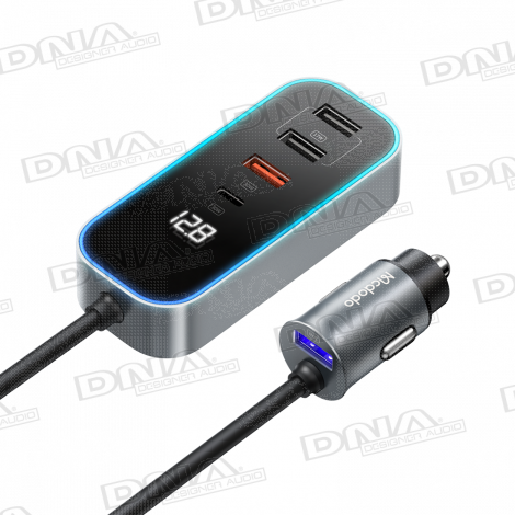 McDodo USB Car Charger With 4 x USB + 1 x Type-C Socket - 1.5Mtr