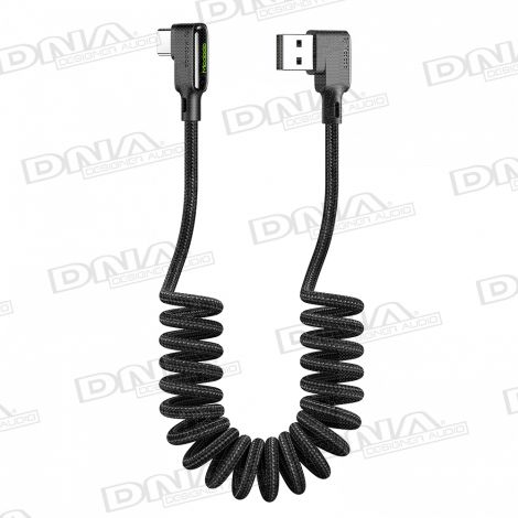 McDodo Right Angle Type-C To Right Angle USB Coiled Lead - 1.8 Metres
