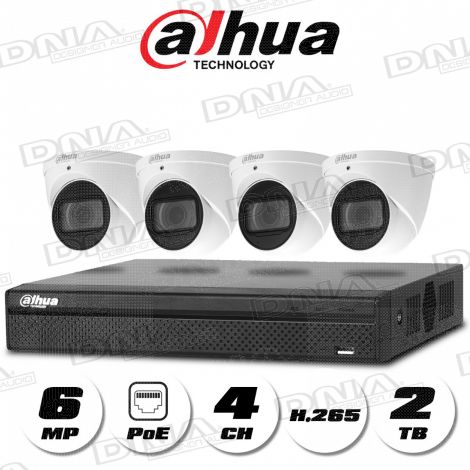 4k|H.265 4ch 4PoE NVR 2TB HDD & 6MP PoE Cameras 