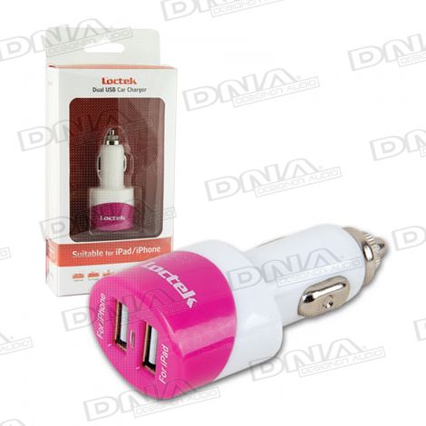 Double USB Cigarette Lighter Charger Pink