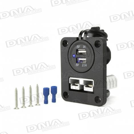 Panel Mount 50 Amp Anderson Plug & Dual USB Sockets