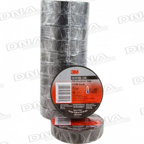 3M Black Tape 18mm x 20 Metres - 10 Pack
