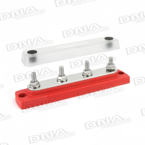 4x M6 Stud 150a 12-48Vdc Busbar - Red