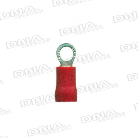 3.7mm Red Ring Crimp Terminals (Double Grip) - 100 Pack 
