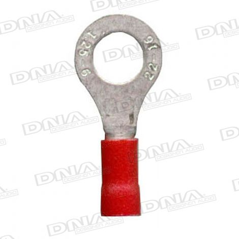 6.4mm Red Ring Crimp Terminals (Single Grip) - 100 Pack