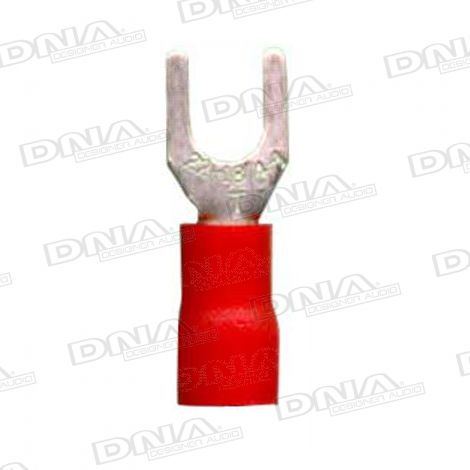 4.3mm Red Fork Crimp Terminals (Double Grip) - 100 Pack