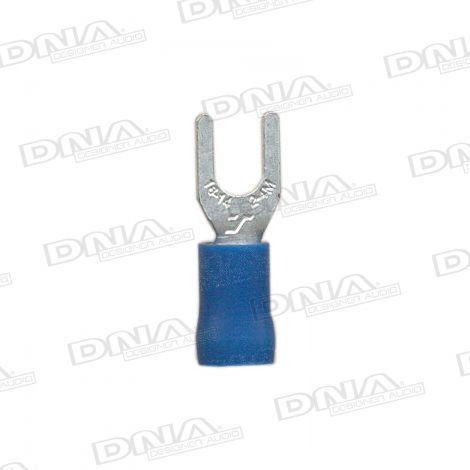 4.3mm Blue Fork Crimp Terminals (Double Grip) - 100 Pack