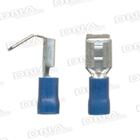 6.4mm Blue Female Piggy Back Uninsulated Crimp Terminals (Double Grip) - 100 Pack