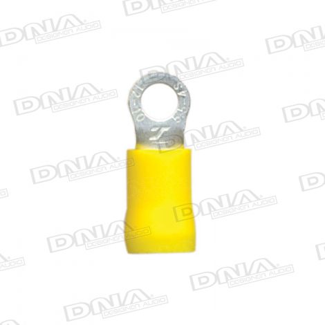 4.3mm Yellow Ring Crimp Terminals (Double Grip) - 100 Pack