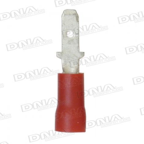 2.8mm Red Male Spade Crimp Terminals (Double Grip) - 100 Pack