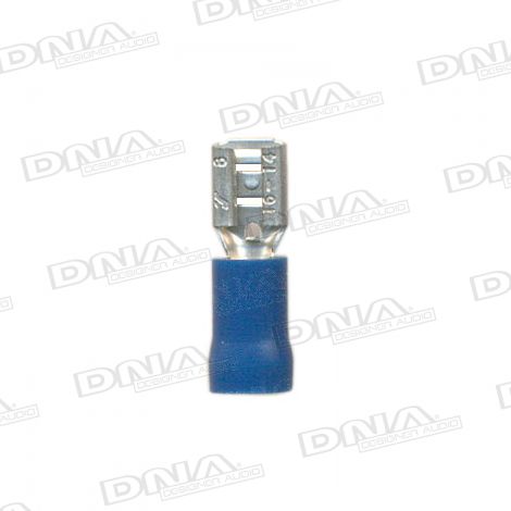 4.8mm Blue Female Uninsulated Spade Crimp Terminals (Double Grip) - 100 Pack