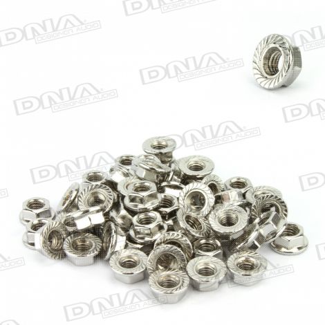 M6 Hex Serrated Flange Nut 201 Stainless Steel - 100 Pack