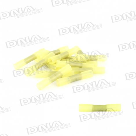 Yellow Heat Shrinkable Glue Lined Butt Splice Crimp Joiner - 100 Pack