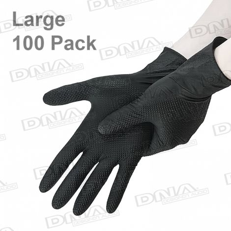 Heavy Duty Texture Grip Nitrile Gloves Black Large - 100 Pack 