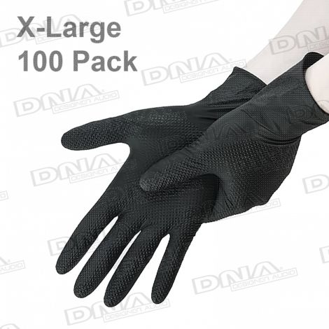 Heavy Duty Texture Grip Nitrile Gloves Black X-Large - 100 Pack 