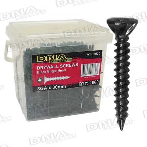 30mm Drywall Screws 8 Gauge Black - 1000 Pack