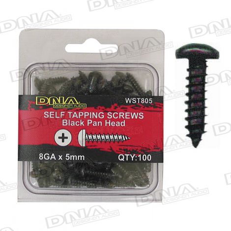 16mm Black Self Tapper Screws 8 Gauge - 100 Pack