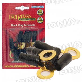 8 Gauge Ring Terminals Black - 10 Pack