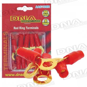 8 Gauge Ring Terminals Red - 10 Pack