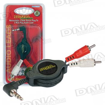 Retractable 3.5mm Plug To  2 RCA Plug Audio Lead - 75cm