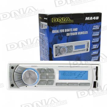 White Marine Bluetooth USB/SD MP3 Player with AM/FM tuner and AUX audio input