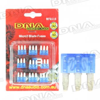 15 Amp Micro3 Fuse - 10 Pack