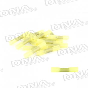 Yellow Heat Shrinkable Glue Lined Butt Splice Crimp Joiner - 100 Pack