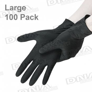 Heavy Duty Texture Grip Nitrile Gloves Black Large - 100 Pack 