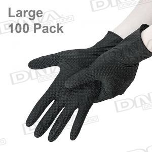 Heavy Duty Texture Grip Nitrile Gloves Black Large - 100 Pack 