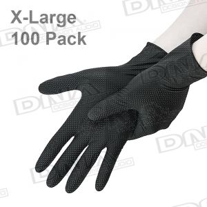 Heavy Duty Texture Grip Nitrile Gloves Black X-Large - 100 Pack 